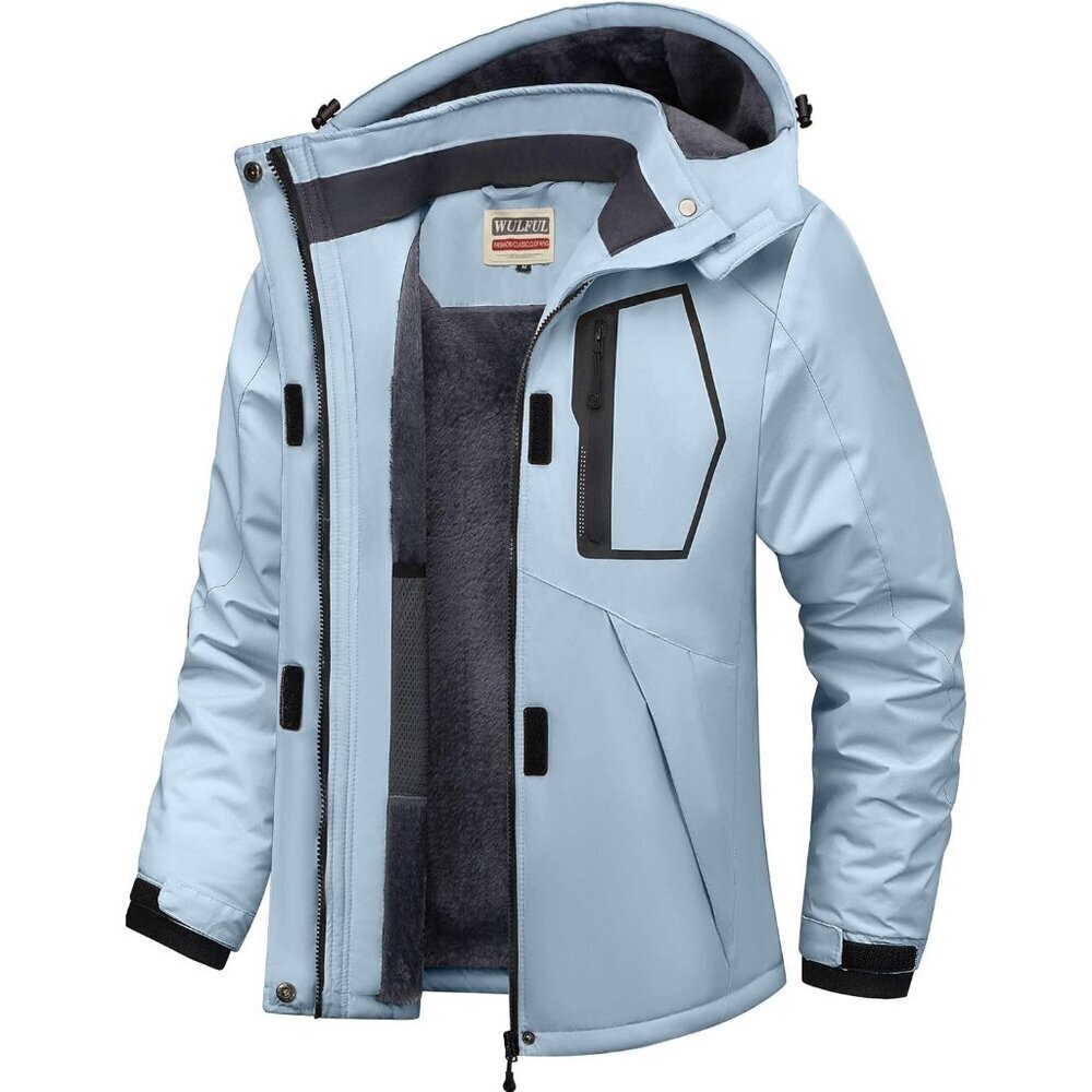 Women's Blue New Waterproof Ski Jacket Warm Winter Coats Windproof with Hood